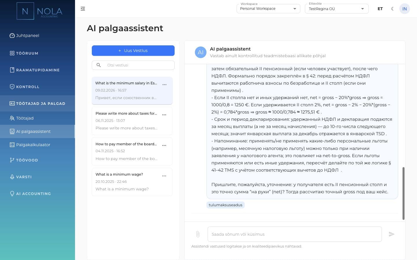 Nola AI payroll assistant