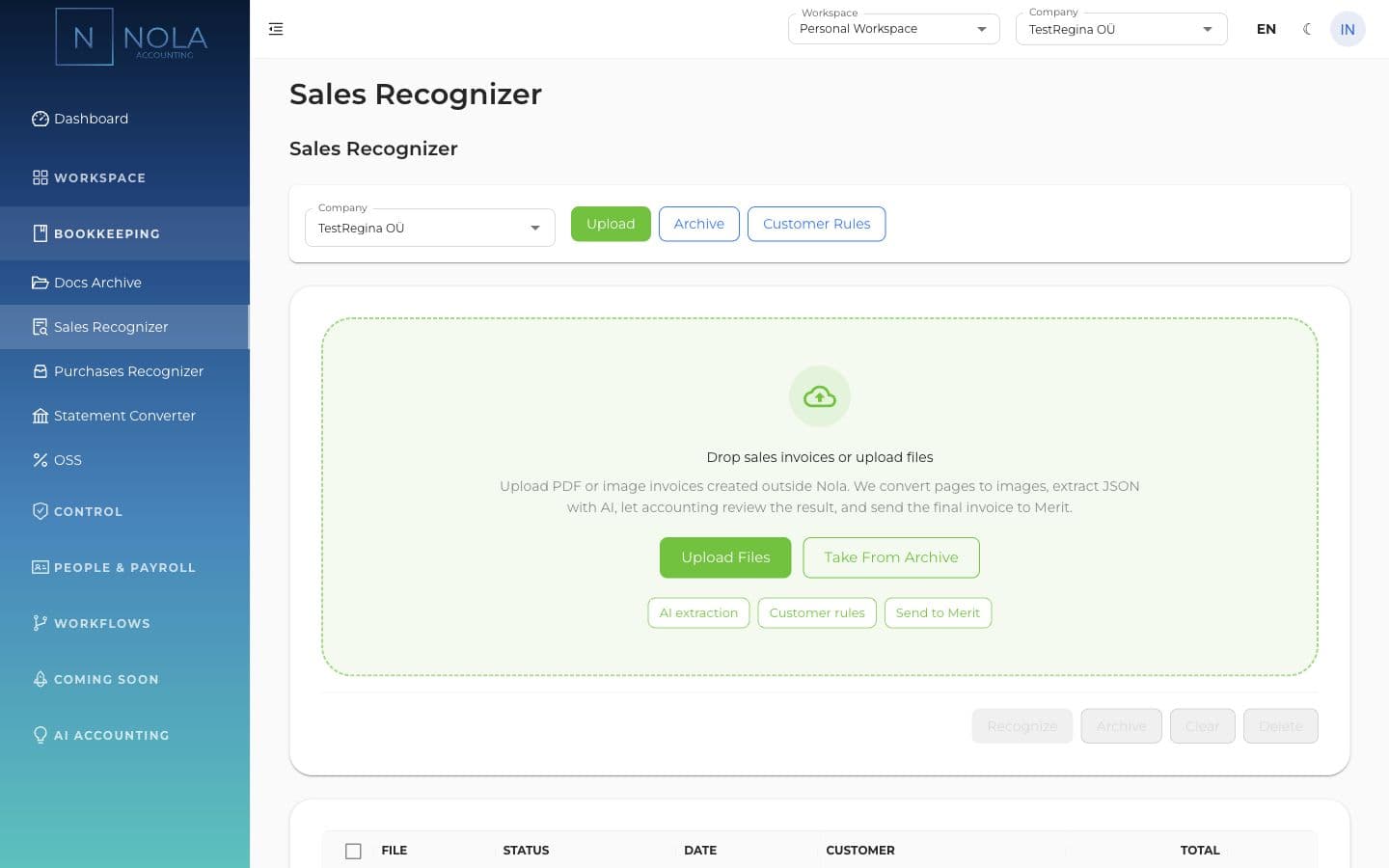 Nola Accounting for accountants: a workspace for client work with a client portal built in.