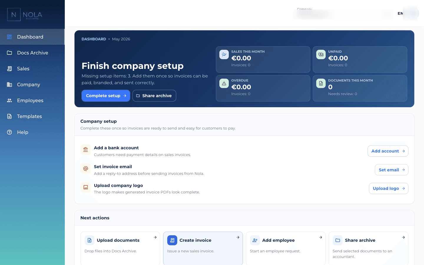Nola client portal for entrepreneurs and startup founders.